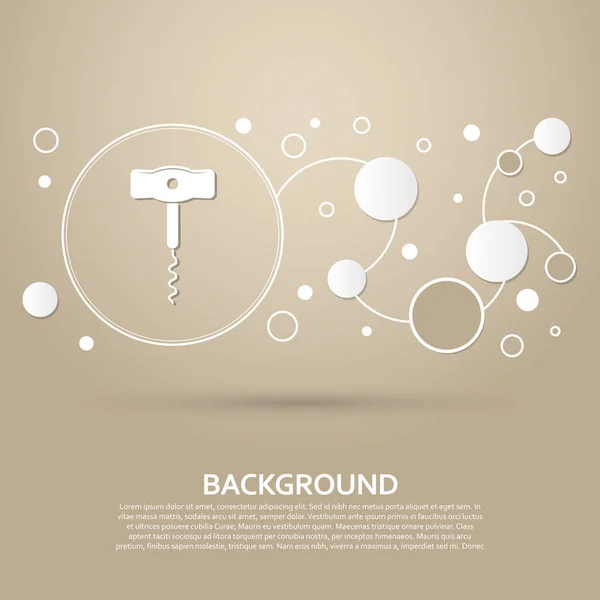 Korkenzieher-Symbol auf braunem Hintergrund mit elegantem Stil und modernem Design-Infografik. Vektor — Stockvektor