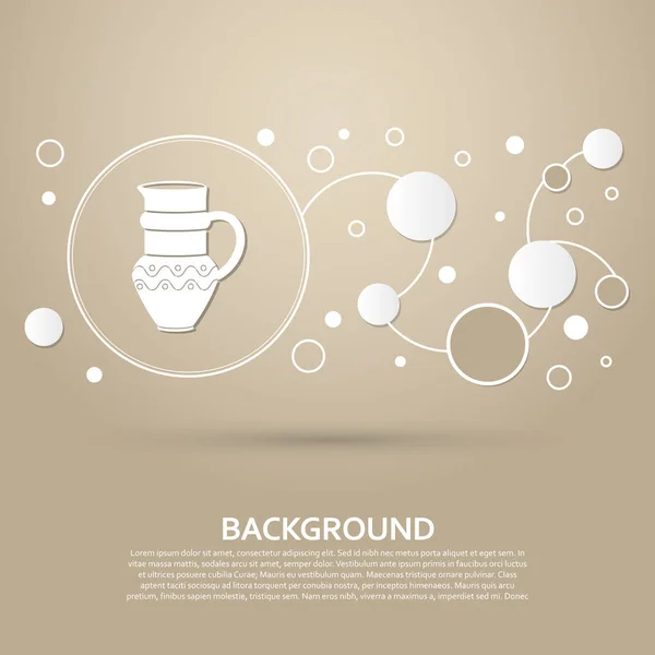 Zarif stil ve modern tasarım Infographic kahverengi bir arka plan sürahi simgesi. Vektör — Stok Vektör