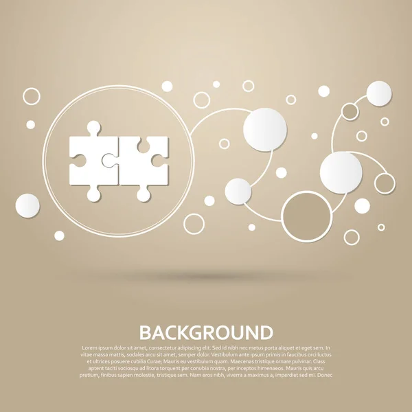 Puzzle-Symbol auf braunem Hintergrund mit elegantem Stil und moderner Design-Infografik. Vektor — Stockvektor
