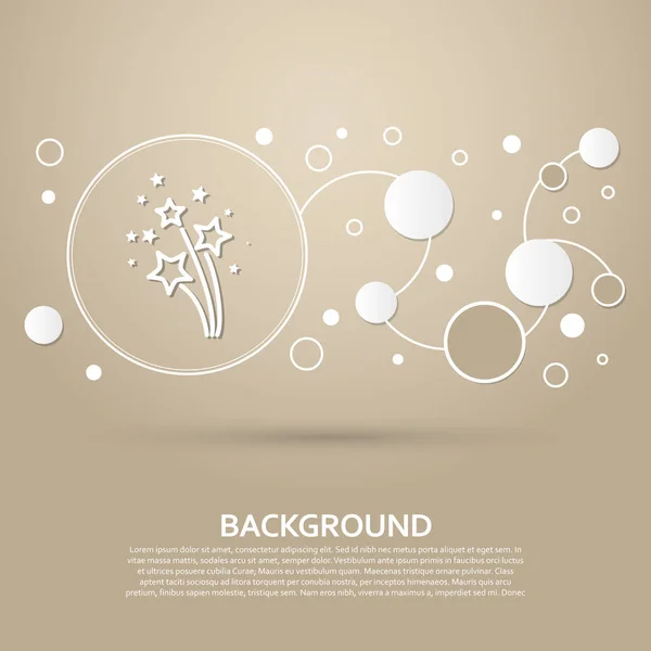 Feuerwerk-Ikone auf braunem Hintergrund mit elegantem Stil und moderner Design-Infografik. Vektor — Stockvektor