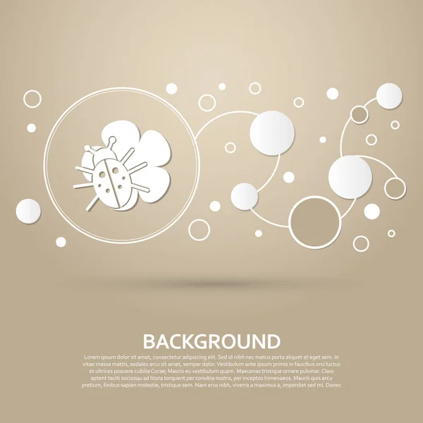 Coléoptère sur un fond brun icône feuille avec un style élégant et infographie design moderne. Vecteur — Image vectorielle