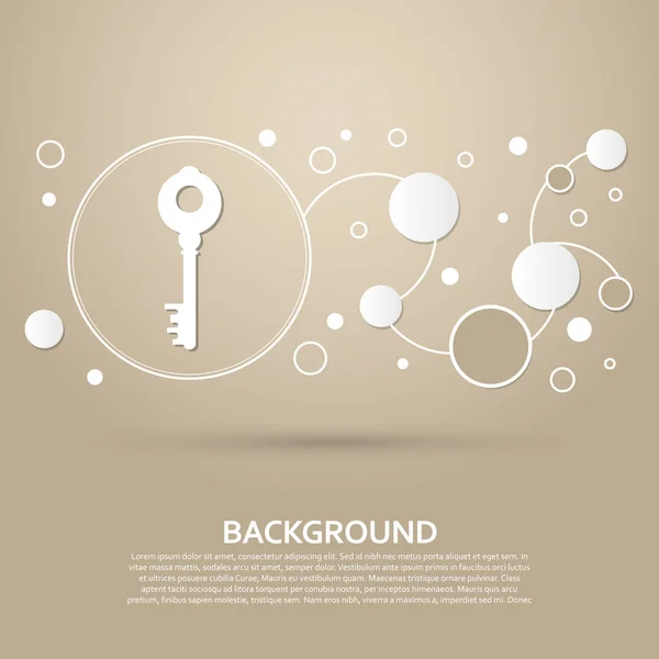 Schlüsselsymbol auf braunem Hintergrund mit elegantem Stil und moderner Design-Infografik. Vektor — Stockvektor