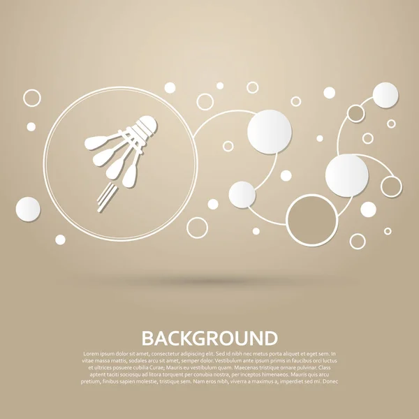 Federball, Badminton, Tennis-Ikone auf braunem Hintergrund mit elegantem Stil und modernem Design-Infografik. Vektor — Stockvektor