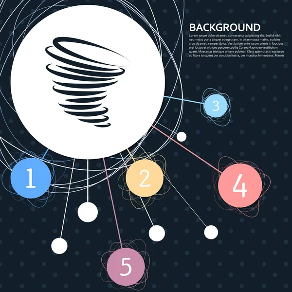 Tornado-Symbol mit dem Hintergrund auf den Punkt und mit Infografik-Stil. Vektor — Stockvektor