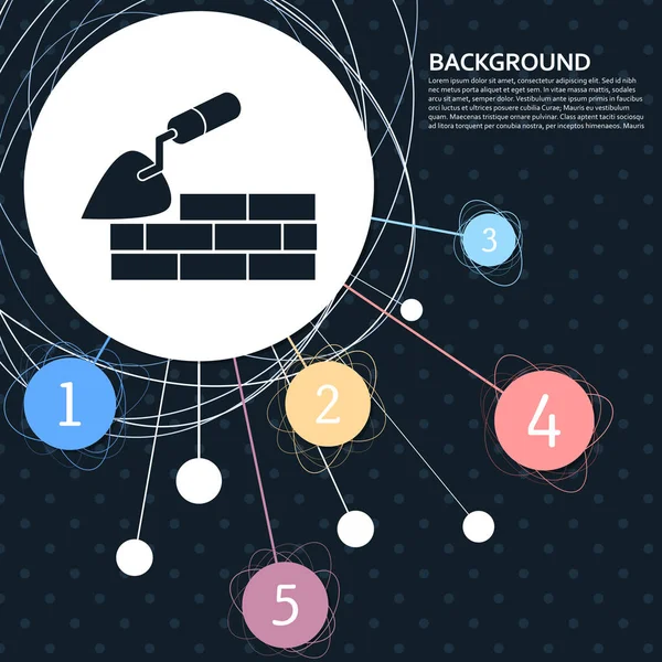 Kellen-Bau und Ziegelmauer-Symbol mit dem Hintergrund zum Punkt und im Stil der Infografik. Vektor — Stockvektor