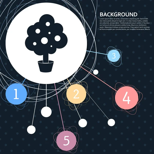 Baum-Symbol mit dem Hintergrund zum Punkt und mit Infografik-Stil. Vektor — Stockvektor
