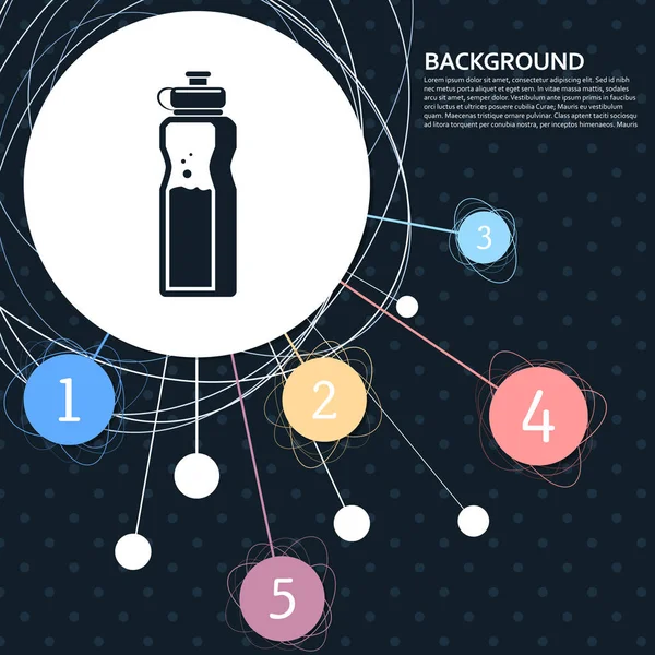 Flasche Wasser Symbol mit dem Hintergrund auf den Punkt und Infografik-Stil. Vektor — Stockvektor