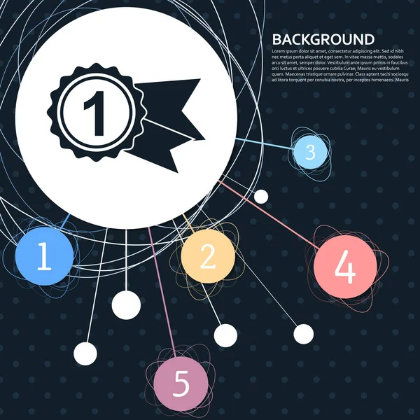 Auszeichnung, Plakette mit Schleifen Symbol den Hintergrund auf den Punkt und Infografik-Stil. Vektor — Stockvektor