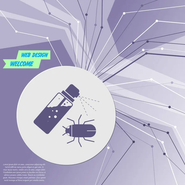 Sivrisinek sprey, hata simgesi üzerinde mor modern arka plan. Bunların her yöne. Oda reklam için. Vektör