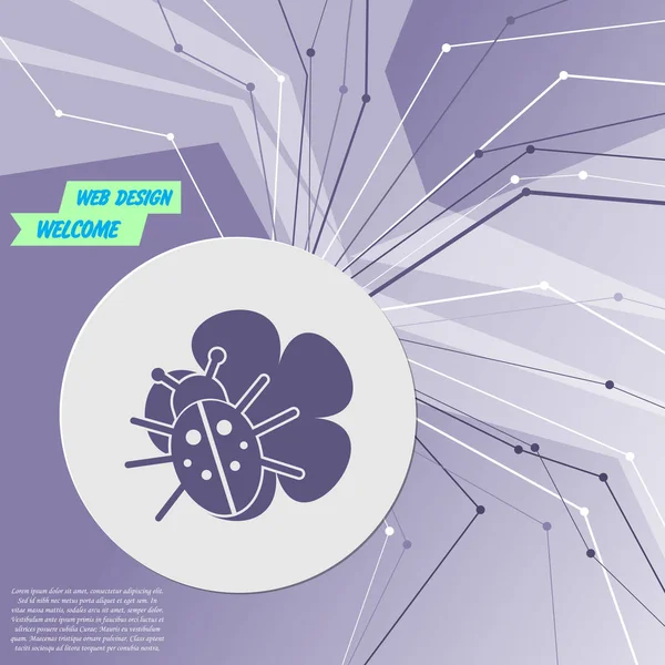Escarabajo en un icono de la hoja púrpura fondo moderno abstracto. Las líneas en todas direcciones. Con espacio para tu publicidad. Vector — Vector de stock