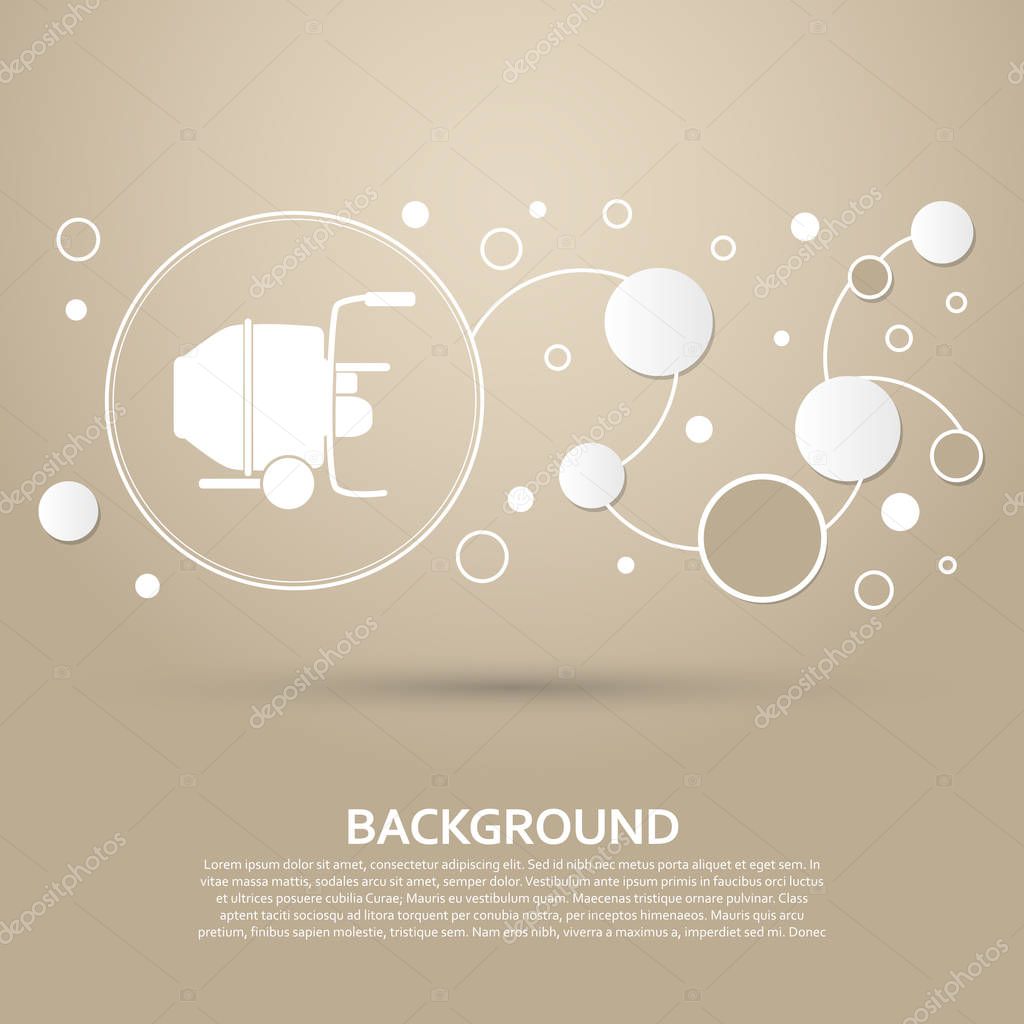 Concrete mixer icon on a brown background with elegant style and modern design infographic. Vector illustration