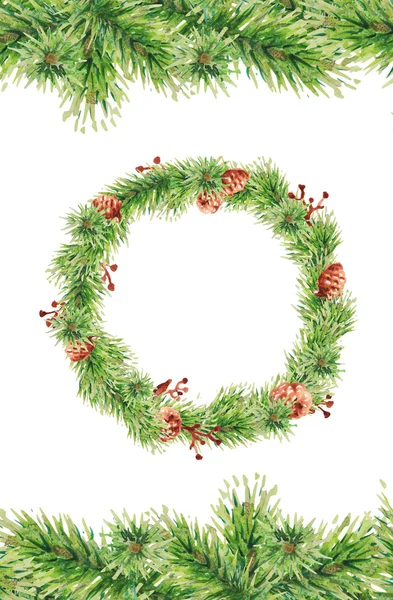 Christmas watercolor card. — Stock Photo, Image