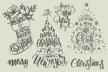 Tebrikler değişik şekillerde yazı Noel ayarla.