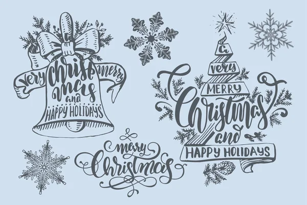 Zestaw Bożego Narodzenia napis gratulacje w różnych formach. — Wektor stockowy