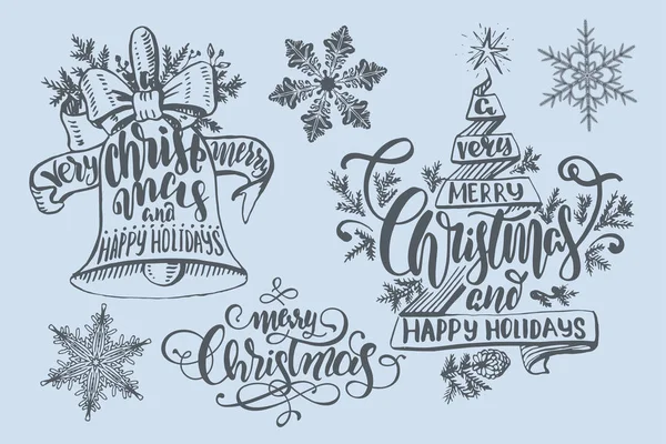 Conjunto de natal lettering congratulações em diferentes formas . —  Vetores de Stock