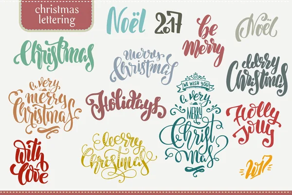 Conjunto de natal lettering congratulação . — Vetor de Stock