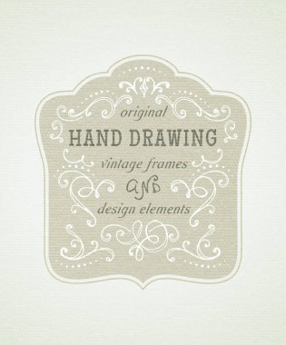 el-çizim vintage çerçeve.