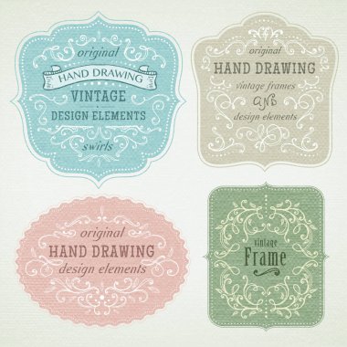 el-çizim vintage çerçeve.