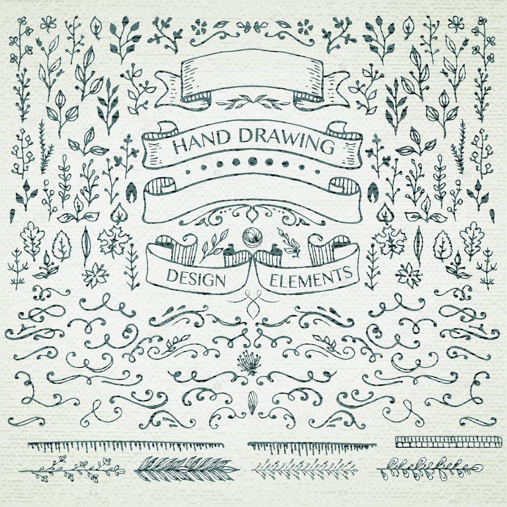 hand-drawing pattern decorative elements.