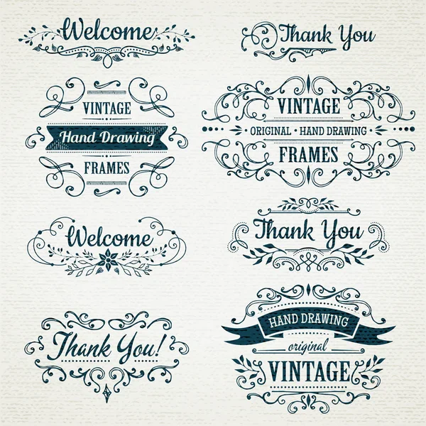 Hand-drawing vintage flourishes and frames. — Stock Vector