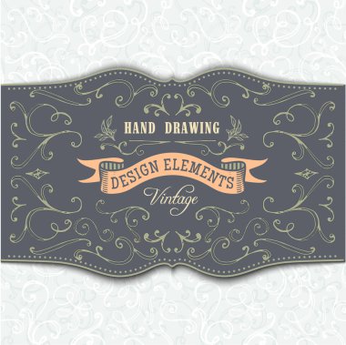 el-çizim vintage süsleri ve çerçeveler.