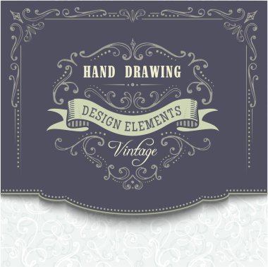el-çizim vintage süsleri ve çerçeveler.