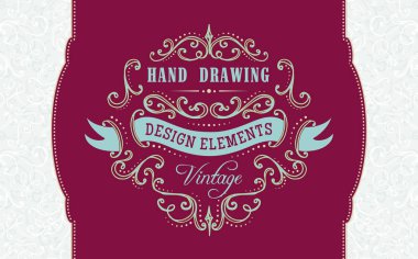 el-çizim vintage süsleri ve çerçeveler.