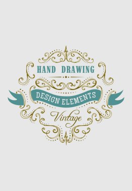 el-çizim vintage süsleri ve çerçeveler.