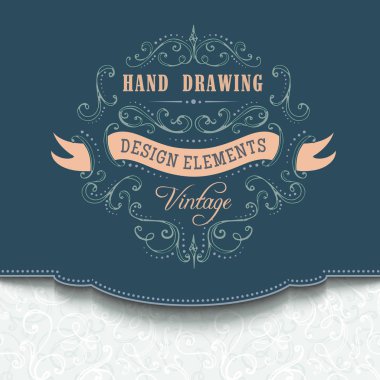 el-çizim vintage süsleri ve çerçeveler.