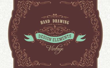 el-çizim vintage süsleri ve çerçeveler.