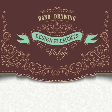 el-çizim vintage süsleri ve çerçeveler.