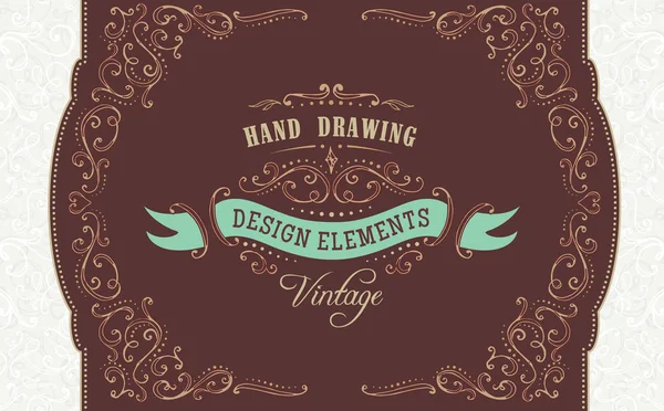 el-çizim vintage süsleri ve çerçeveler.