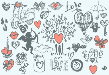 Sevgililer Günü Tasarım Elementleri.