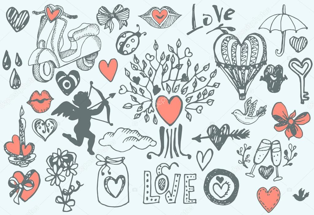 valentine's day design elements.