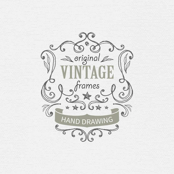 Hand-drawing vintage frames. — Stock Vector