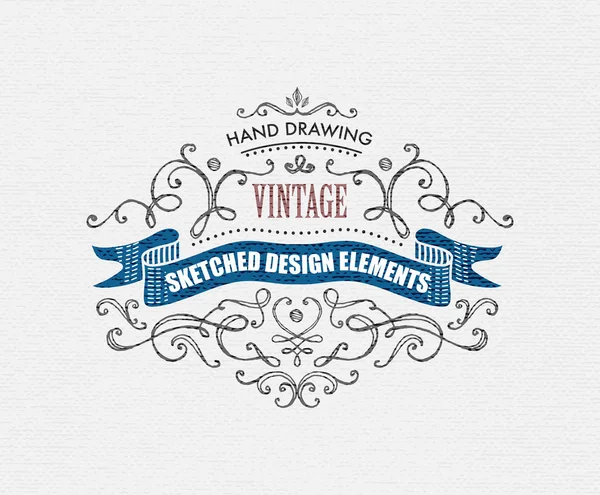 Hand-drawing vintage frames. — Stock Vector