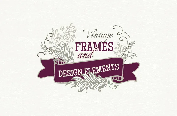 Éléments de design et cadres "Printemps" avec fleurs à dessin à la main . — Image vectorielle