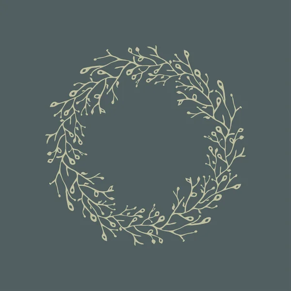 Hand-ritning krans med våren grenar. — Stock vektor