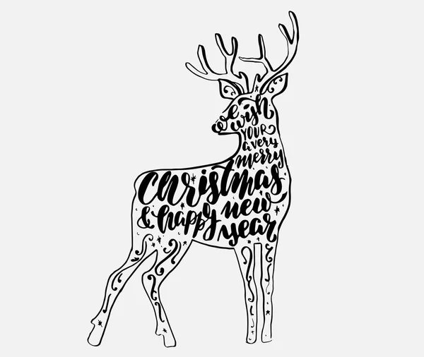 Kerst ansichtkaart met belettering. — Stockvector