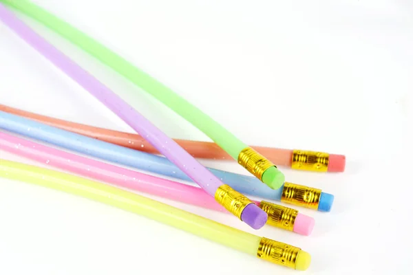 Barevné flexibilní tužka s gumou — Stock fotografie