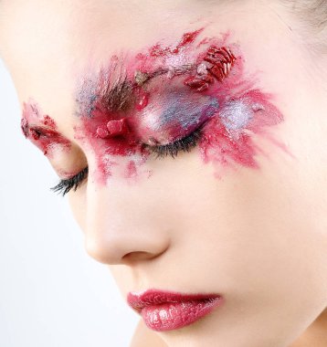 güzel moda kadın portait renkli makyaj ile