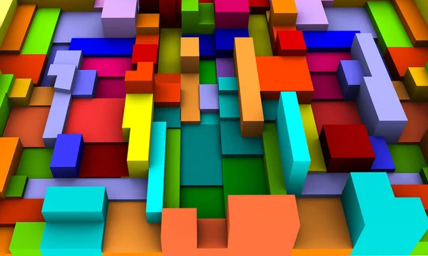 Abstracto colorido cúbico fondo 3D renderizado —  Fotos de Stock