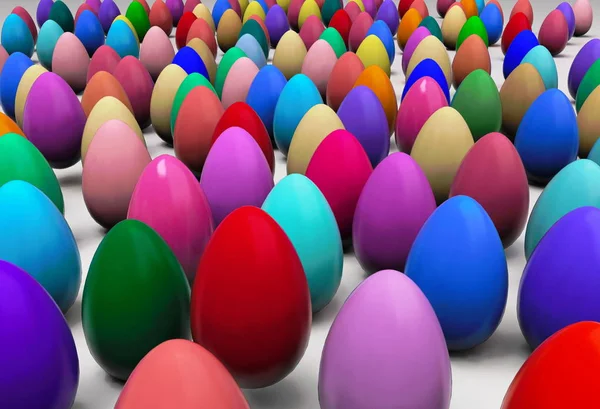 Abstracto colorido Pascua huevos fondo 3D renderizado —  Fotos de Stock