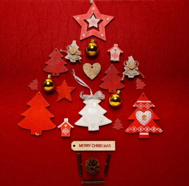 Noel süs toplama düz yatıyordu ağaç şekli