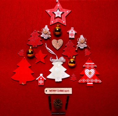 Noel süs toplama düz yatıyordu ağaç şekli