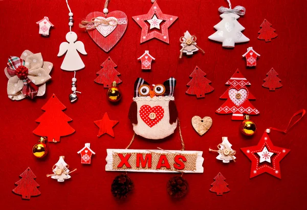 Natal ornamento coleção flat lay — Fotografia de Stock