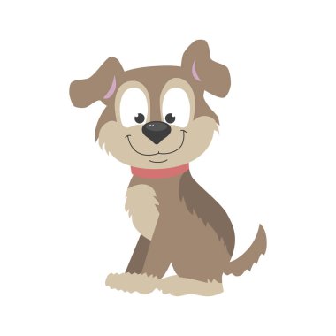 Beyaz arka planda kahverengi renkli mutlu ve güzel bir köpek yavrusu..