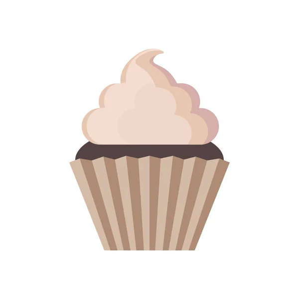 Cupcake Com Creme Invólucro Decorativo Fundo Branco —  Vetores de Stock