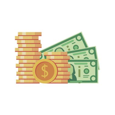 Beyaz arka planda para ve kağıt para.