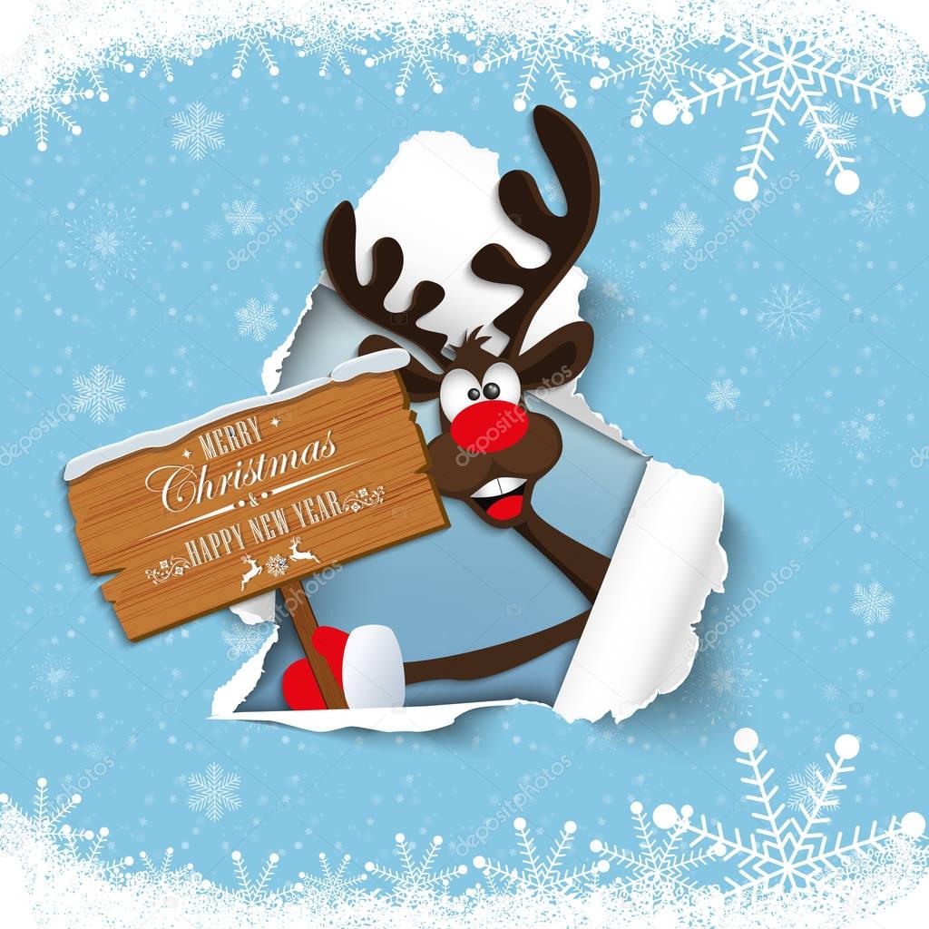 Frohe gutes Frohes neues Jahr und Frohe Weihnachten. Lustige Rentiere mit